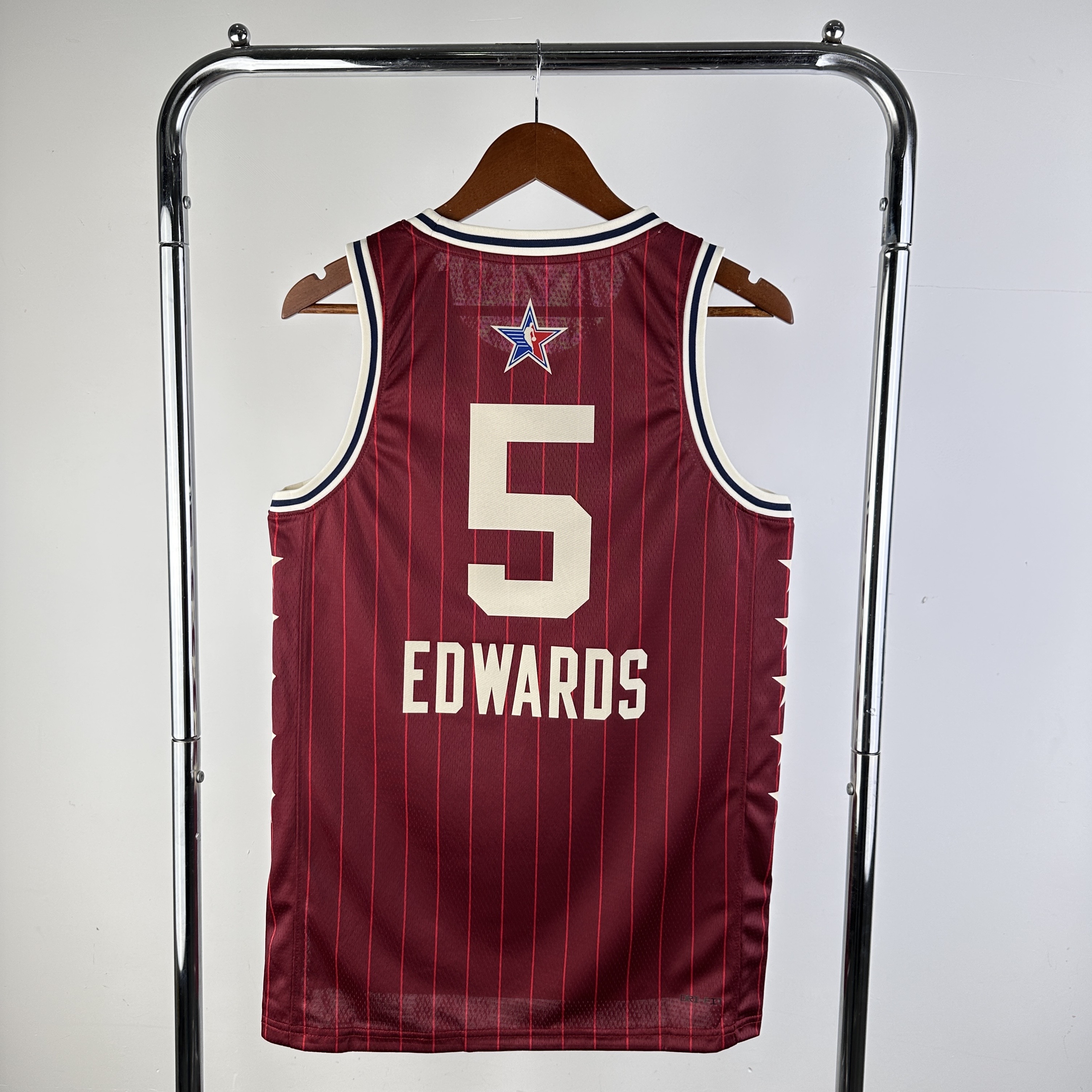 Men Minnesota Timberwolves #5 Edwards Red Stripe All Star Jordan style 2024 NBA Jersey
